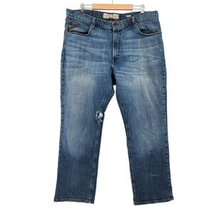 Ariat‎ M4 Legacy Relaxed Boot Cut Jeans 42x31 Distressed Ripped Blue Denim
